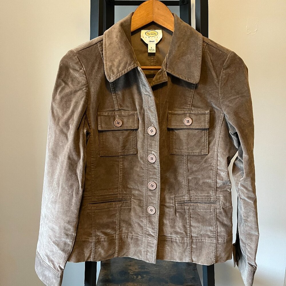Talbots Cotton Velvet Barn Jacket Taupe Size 6P